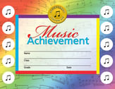 MUSIC ACHIEVEMENT CERTIFICATE STICK TO IT CERTIFICATE W/ MUSIC REWARD STICKERS